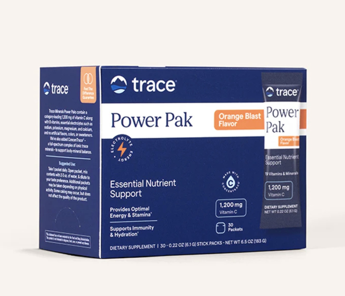 Trace Minerals | Power Pak Vitamin C Powder / Orange Blast